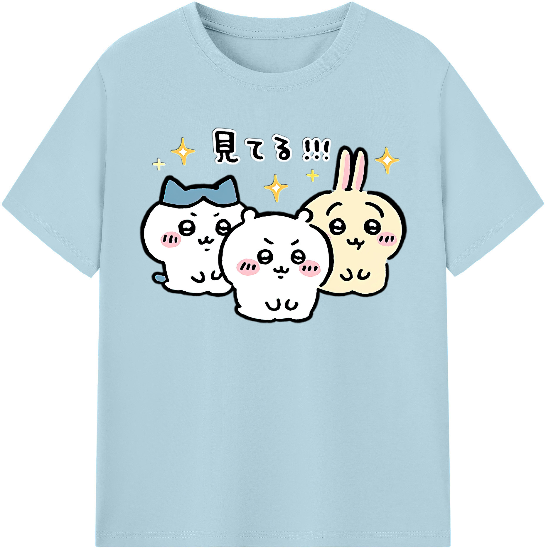 （画像用） ちいかわ ハチワレ Chii-kawa hachiware 綿100％半袖Tシャツ（フロントプリント）